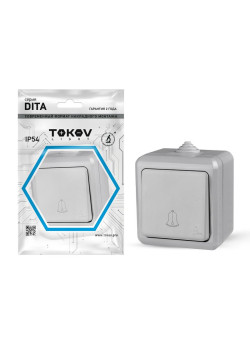 Кнопка звонка ОП Dita IP54 10А 250В сер. TOKOV ELECTRIC TKL-DT-DB-C06-IP54