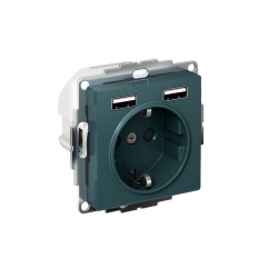 ATLASDESIGN РОЗЕТКА 16А c 2 USB A+A, 5В/2,4А, 2х5В/1,2А, механизм, ИЗУМРУД