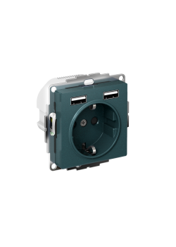 ATLASDESIGN РОЗЕТКА 16А c 2 USB A+A, 5В/2,4А, 2х5В/1,2А, механизм, ИЗУМРУД