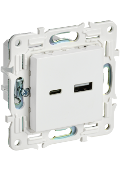 SKANDY Розетка USB A+C 18Вт SK-R13W арктический белый IEK