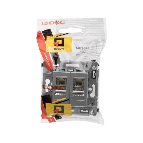 Компьютерная розетка RJ-45 в стену, кат.5e двойная экранированная, Avanti, закаленная сталь Компьютерная розетка RJ-45 в стену, кат.5e двойная экранированная, Avanti, закаленная сталь
