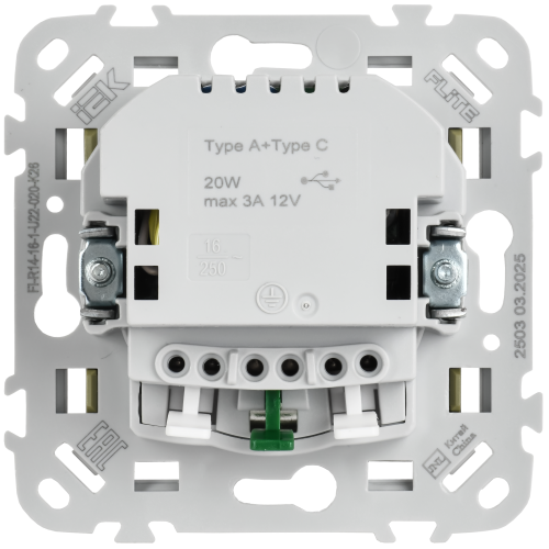 FLITE Розетка 1-местная с заземлением с защитными шторками 16А с USB A+C 20Вт безвинтовое крепление РСЮшс11-1-ФлО оливковый IEK FLITE Розетка 1-местная с заземлением с защитными шторками 16А с USB A+C 20Вт безвинтовое крепление РСЮшс11-1-ФлО оливковый IEK