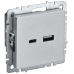 BRITE Розетка USB A+C 18Вт РЮ11-1-БрА алюминий IEK BRITE Розетка USB A+C 18Вт РЮ11-1-БрА алюминий IEK