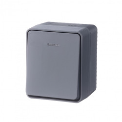 ATLASDESIGN PROFI IP54 О/У 1-клавишный ВЫКЛЮЧАТЕЛЬ с подсветкой, сх.1а, 10АХ, АНТРАЦИТ