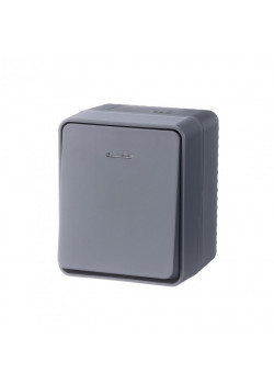 ATLASDESIGN PROFI IP54 О/У 1-клавишный ВЫКЛЮЧАТЕЛЬ с подсветкой, сх.1а, 10АХ, АНТРАЦИТ