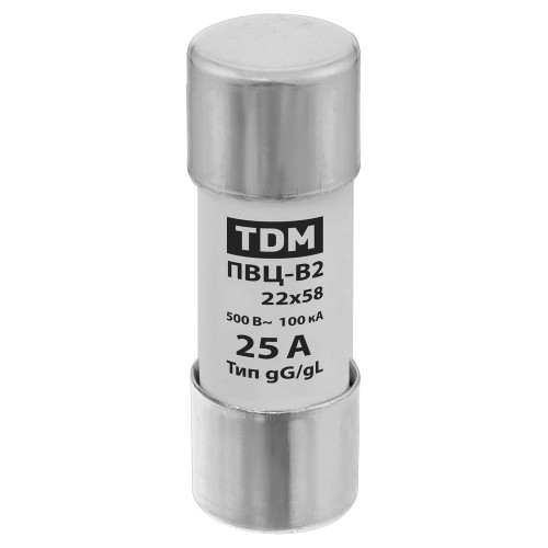 Плавкая вставка ПВЦ-В2 22х58 25А TDM Плавкая вставка ПВЦ-В2 22х58 25А TDM