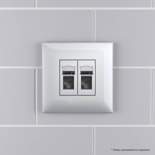 Компьютерная розетка RJ-45 в стену, кат.5e двойная, 