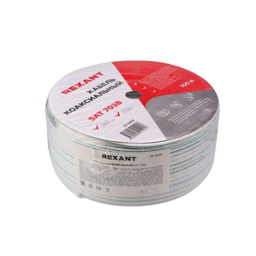 Кабель SAT 703B+CU/AL/CU (75Ом) 100м (м) Rexant 01-2431 Кабель SAT 703B+CU/AL/CU (75Ом) 100м (м) Rexant 01-2431