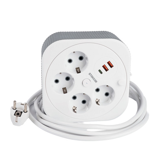 HM16-4-03-USB Удлинитель 4-местный с/з, 3x1,5мм2, 3м, 230В, 16А, 2USB+1С, 2,4А,белый HM16-4-03-USB Удлинитель 4-местный с/з, 3x1,5мм2, 3м, 230В, 16А, 2USB+1С, 2,4А,белый