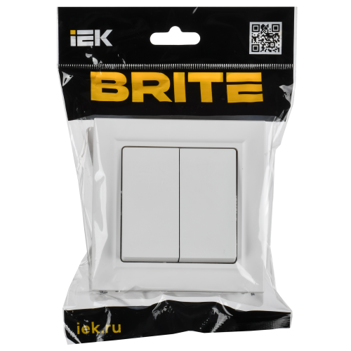 BRITE Выключатель 2-клавишный 10А в сборе ВСР10-2-0-БрАБ арктический белый IEK BRITE Выключатель 2-клавишный 10А в сборе ВСР10-2-0-БрАБ арктический белый IEK