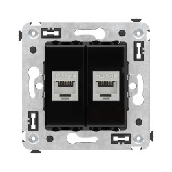 Компьютерная розетка RJ-45 без шторки в стену, кат.5e двойная экранированная, Avanti, черный квадрат
