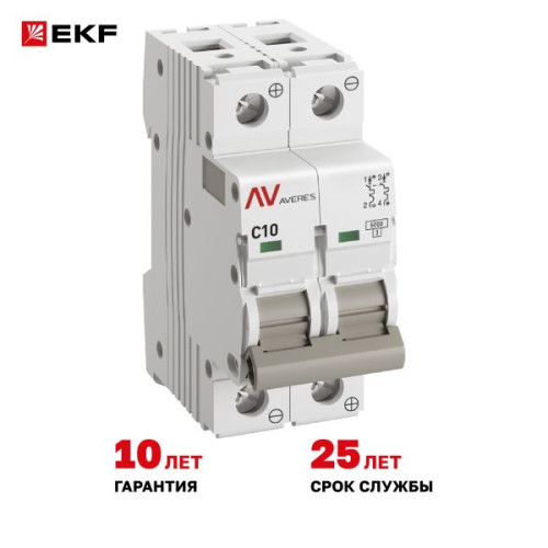 Авт. выкл. AV-6 DC 2P 10A (C) 6kA EKF AVERES Авт. выкл. AV-6 DC 2P 10A (C) 6kA EKF AVERES