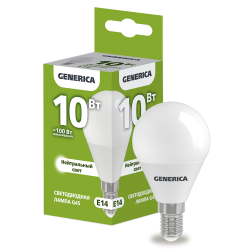Лампа светодиодная G45 шар 10Вт 230В 4000К E14 GENERICA