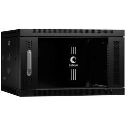 Шкаф коммутационный Cabeus (SH-05F-6U60/45-BK) настенный 6U 600x450мм пер.дв.стекл 60кг черный 390мм 16кг 220град. 368мм IP20 сталь