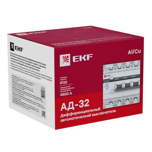 АВДТ АД-32 3P+N 50А х-ка С 300мА тип AC эл. 4,5кА PROXIMA EKF АВДТ АД-32 3P+N 50А х-ка С 300мА тип AC эл. 4,5кА PROXIMA EKF