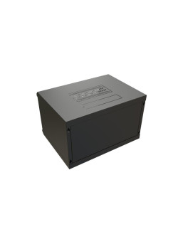 Шкаф настенный 19дюйм WR-TW-0966-GP-RAL9004 (19дюйм) 9U 500х600х600мм RAL 9004 стеклянная дверь черн. (разобранный) WRline 520243