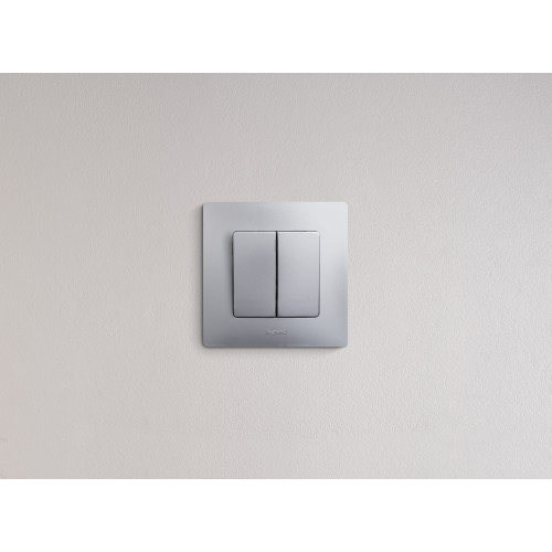 ETIKA Выключатель 2-клавишный схема 5 10АХ безвинтовые зажимы алюминий ETIKA Выключатель 2-клавишный схема 5 10АХ безвинтовые зажимы алюминий