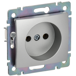 VALENA DIY Розетка 1-местная без заземления без защитных шторок 16А алюминий