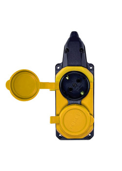 Колодка удлинителя 2-м с заземл. 16А IP44 каучук желт. TOKOV TKE-C07-KK2-Z