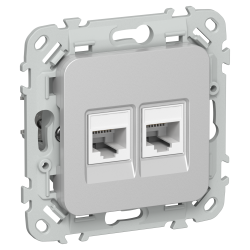 FLITE Розетка 2-местная компьютерная RJ45 категория 5Е UTP РК5е-2-0-ФлА алюминий IEK