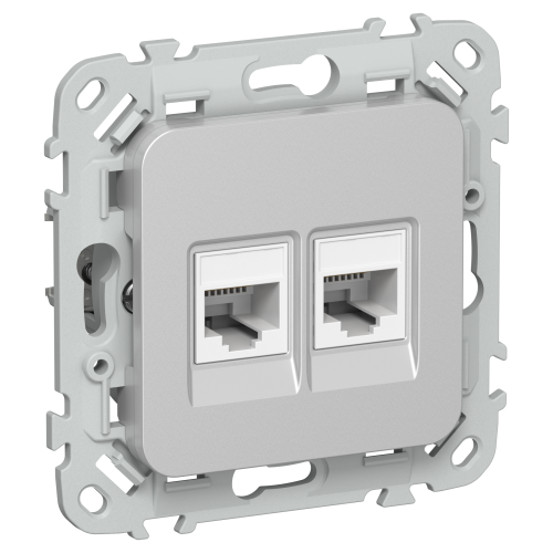 FLITE Розетка 2-местная компьютерная RJ45 категория 5Е UTP РК5е-2-0-ФлА алюминий IEK