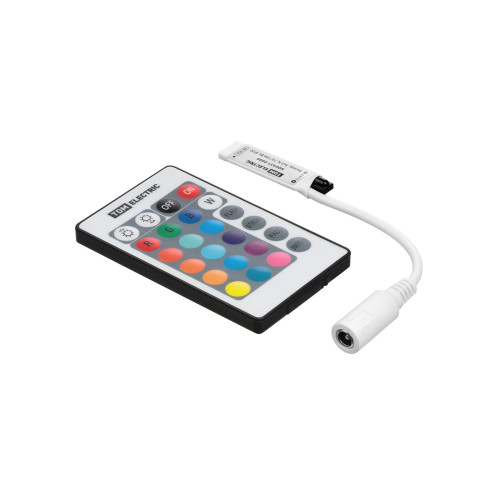 Контроллер для светодиодных лент и модулей RGB-IR-12В-6А-72Вт-IP20, 3 канала, пульт 24 кнопки, TDM Контроллер для светодиодных лент и модулей RGB-IR-12В-6А-72Вт-IP20, 3 канала, пульт 24 кнопки, TDM