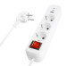 Удлинитель 3-местный с/з с выключ. STEKKER HM071-31-03 3x1мм2, 3м, 250В, 16А, 1USB+2C, 2.4A, сер Home, белый