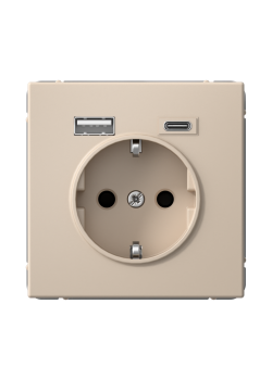 ARTGALLERY РОЗЕТКА 16А с 2 USB A+C, 5В/2,4А/3,0А, 2х5В/1,5А, механизм, ПЕСОЧНЫЙ