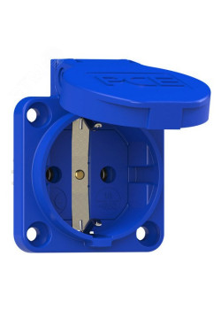 Розетка встраиваемая 16А/250V/2P+E/IP54 50x50 подкл. сзади синяя