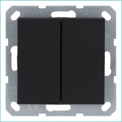 Переключатель проходной 2-кл. 10А IP20 механизм черн. матов. soft touch Jasmart G3022PB