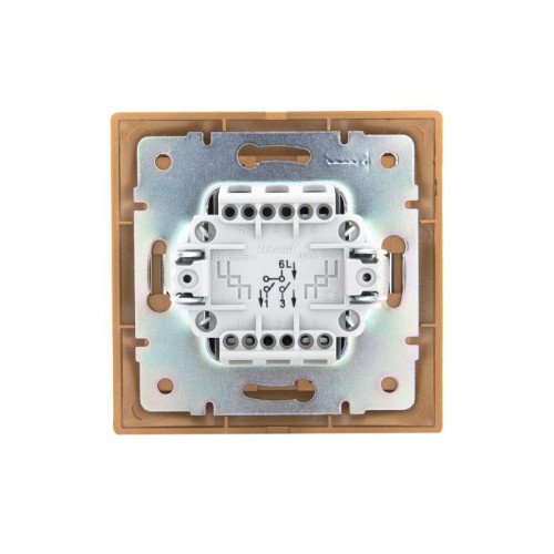 Выключатель 2-кл. СП Mira 10А IP20 со вставкой зол. метал. LEZARD 701-1313-101 Выключатель 2-кл. СП Mira 10А IP20 со вставкой зол. метал. LEZARD 701-1313-101