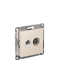ATLASDESIGN РОЗЕТКА двойная ТВ + компьютерная RJ45 кат. 5e, механизм, БЕЖЕВЫЙ