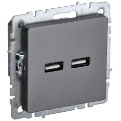 Розетка BRITE USB A+A 3.1А РЮ10-1-БрС сталь IEK BR-U21-D31-K46