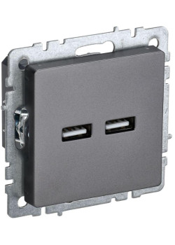 Розетка BRITE USB A+A 3.1А РЮ10-1-БрС сталь IEK BR-U21-D31-K46