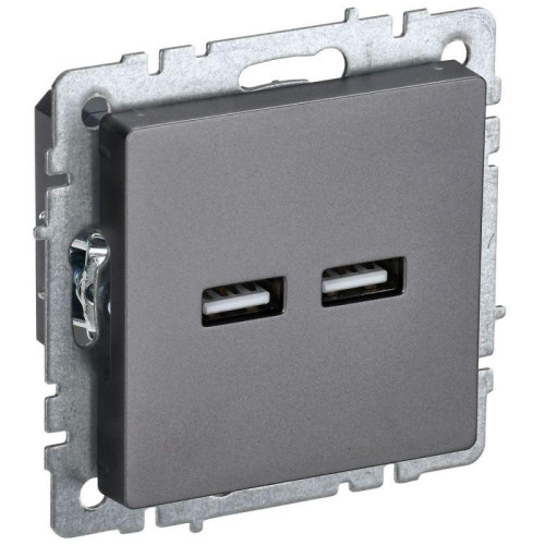 Розетка BRITE USB A+A 3.1А РЮ10-1-БрС сталь IEK BR-U21-D31-K46