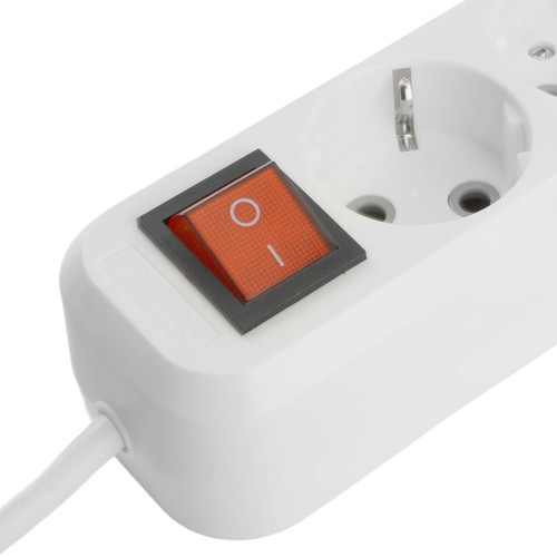 Удлинитель 4-местный с/з с выключ. STEKKER HM071-41-02 3x1мм2, 2м, 250В, 16А, 1USB+2C, 2.4A, сер Home, белый