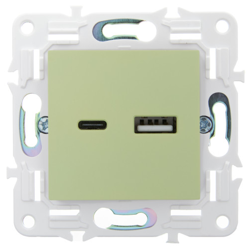 SKANDY Розетка USB A+C 3,1А SK-R14G мятный IEK SKANDY Розетка USB A+C 3,1А SK-R14G мятный IEK