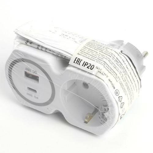 Разветвитель сетевой на 1 выход с/з STEKKER 250В, 16А, USB A+ Type C, 2,4А, PD, белый/серый, ADP16-16-20 Разветвитель сетевой на 1 выход с/з STEKKER 250В, 16А, USB A+ Type C, 2,4А, PD, белый/серый, ADP16-16-20