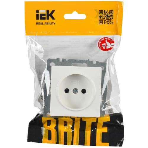 BRITE Розетка 1-местная без заземления с защитными шторками 10А РСш10-2-БрБ белый IEK BRITE Розетка 1-местная без заземления с защитными шторками 10А РСш10-2-БрБ белый IEK