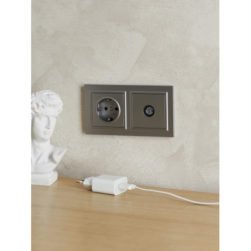 BRITE Рамка 2-местная IP44 РУ-2-БрС-44 сталь IEK