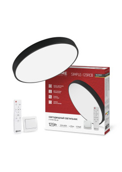 Светильник светодиодный SCANDY SIMPLE-125RCB 125Вт 3000-6500К 10000лм 230В 400х50мм пульт ДУ черн. IN HOME 4690612062136