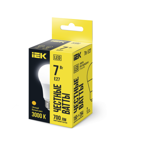Лампа светодиодная A60 груша 7Вт 230В 3000К E27 IEK
