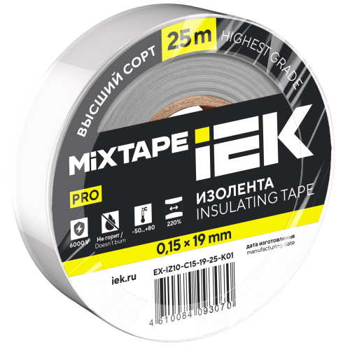 MIXTAPE PRO Изолента 0,15х19мм белая 25м IEK