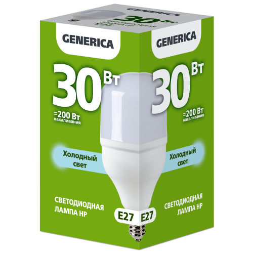 Лампа светодиодная HP 30Вт 230В 6500К E27 GENERICA Лампа светодиодная HP 30Вт 230В 6500К E27 GENERICA
