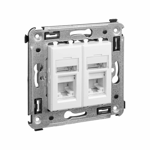 Компьютерная розетка RJ-45 в стену, кат.6 двойная, Компьютерная розетка RJ-45 в стену, кат.6 двойная,