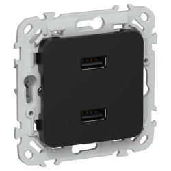FLITE Розетка USB A+A 2,1А РЮ-2-ФлЧ черный IEK