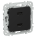 FLITE Розетка USB A+A 2,1А РЮ-2-ФлЧ черный IEK FLITE Розетка USB A+A 2,1А РЮ-2-ФлЧ черный IEK