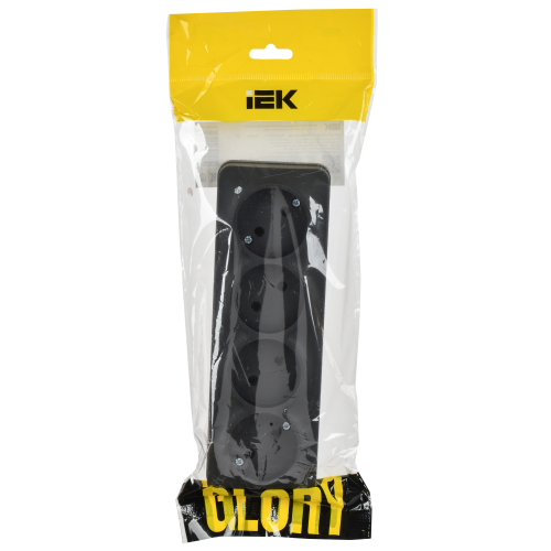 GLORY Розетка 4-местная для открытой установки без заземления без защитных шторок 10А РС24-2-ХЧм черный матовый IEK GLORY Розетка 4-местная для открытой установки без заземления без защитных шторок 10А РС24-2-ХЧм черный матовый IEK