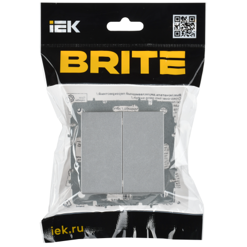 BRITE Выключатель 2-клавишный перекрестный 10А ВС10-2-3-БрА алюминий IEK BRITE Выключатель 2-клавишный перекрестный 10А ВС10-2-3-БрА алюминий IEK