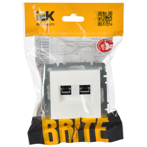 BRITE Розетка компьютерная двойная RJ45 кат.6 РК11-2-БрЖ жемчуг IEK